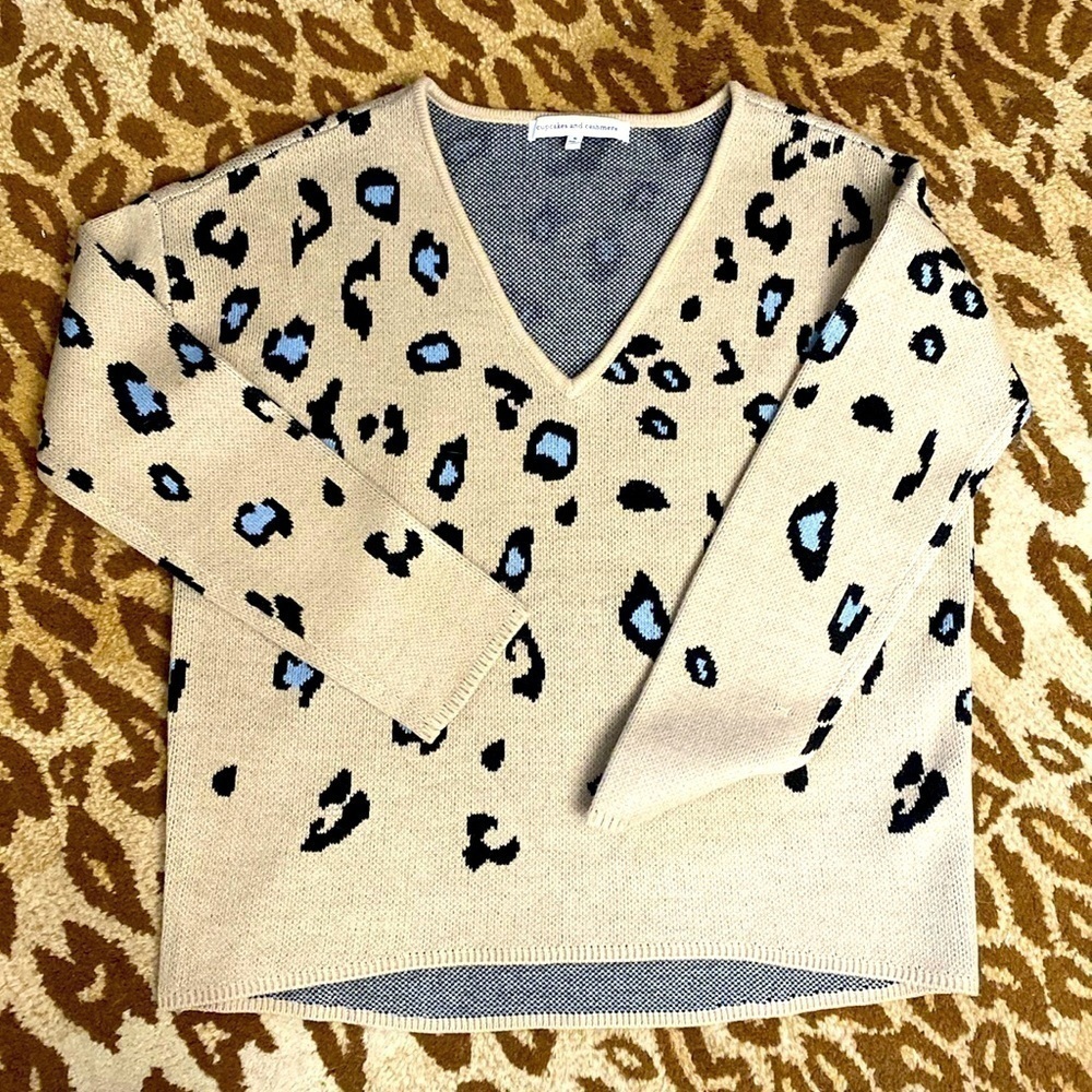 Cupcakes and Cashmere V neck sweater Women’s S boxy oversized Warm Cozy winter